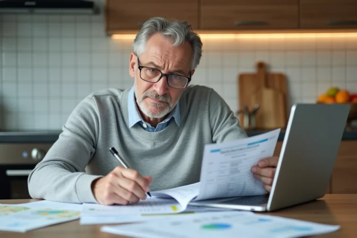 Particulier calculant l'impact des nouveaux tarifs ADMR 2026 sur son budget familial à domicile